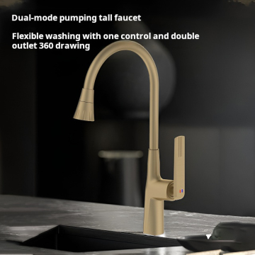 Uniek koude koud water pull-down borstel gouden kraan
