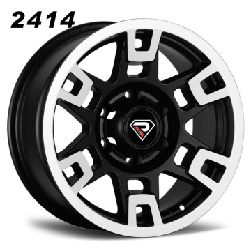 Model 2414: 17 Inch 8J x 6-139.7 ET0 Matte Black Machined Face Alloy Wheels for TRD - Ready to Ship