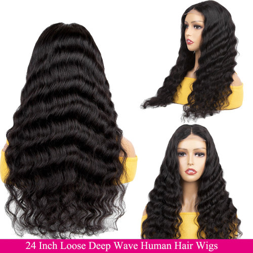 Loose Deep Wave 13x4 Lace Front Human Hair Wig Brazilian Glueless Wigs For Women 13x6 HD Human Hair Lace Frontal Wig Pre Plucked