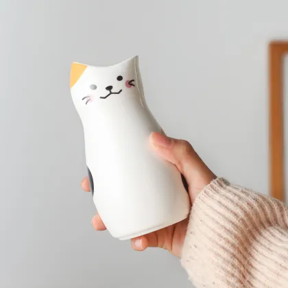 Elegant Japanese Sake Set with Cute Cat