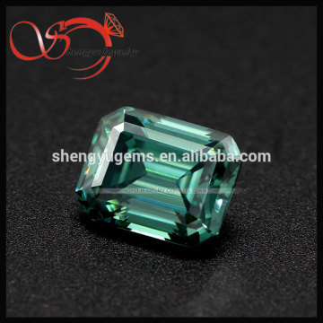 wholesale rectangle cut green colored moissanite manmade moissanite