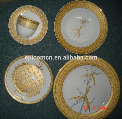 Hight quality royal gold design 20 pcs rond ceramic dinner set porcelain tableware