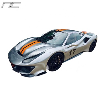 Upgrade to Pista Style Body Kit for Ferrari 488 - Dry Carbon Fiber Front Rear Bumper Side Skirt Engine Cover Rear Spoiler