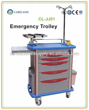 High Class ABS 5 drawers medicine emergency medical trolley , Hospital nursing cart