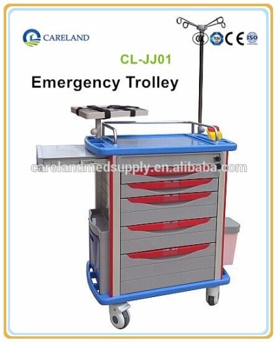 High Class ABS mobile emergency medical trolley , Hospital nursing cart