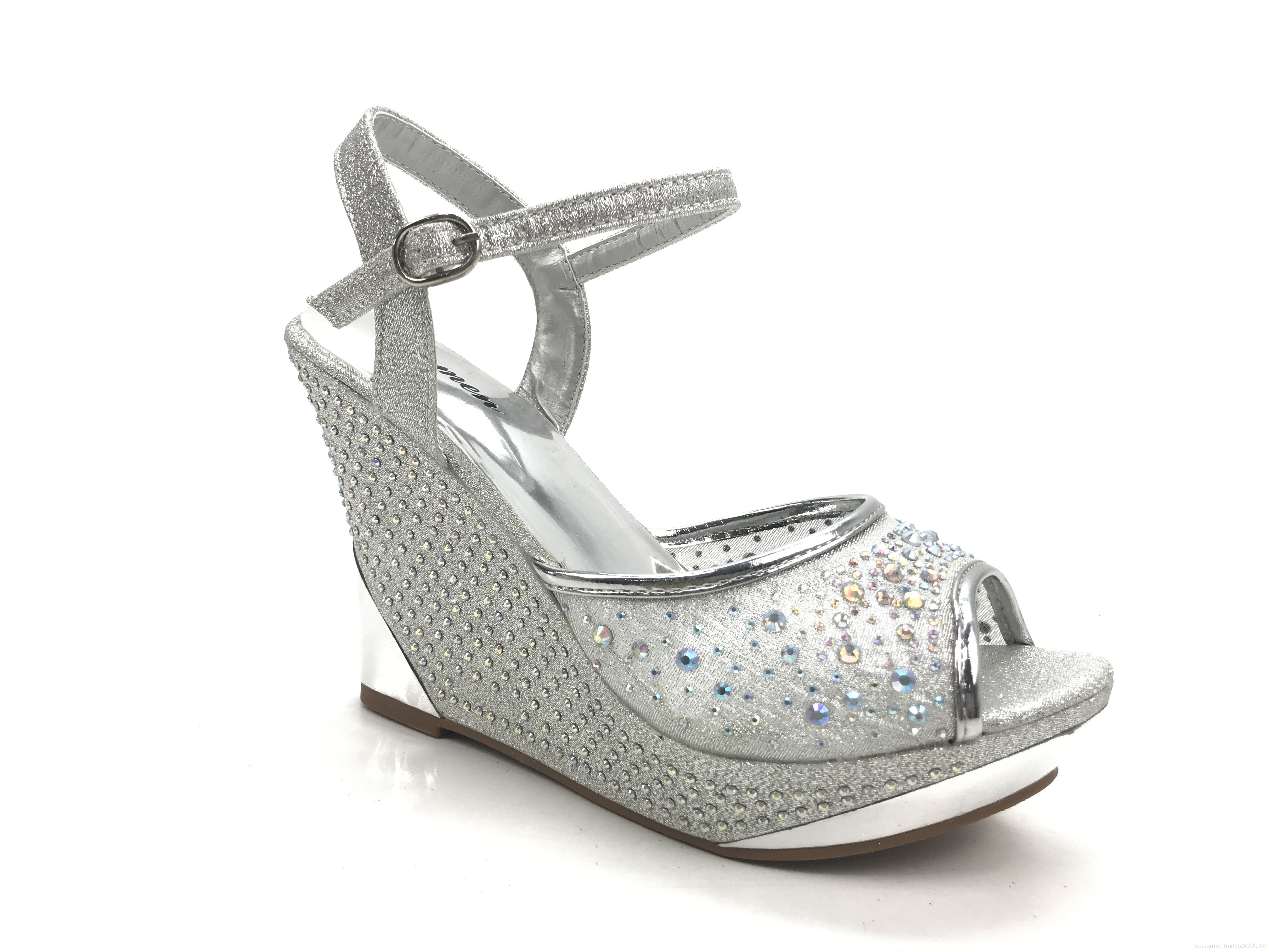 Sandalias de plataforma de diamantes de imitación de cristal de los pies abiertos para mujer