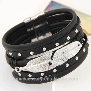 TBC6907-61 Summner Pulseras Mujer Brazilian Magnet Buckle Rhinestone Leather Wrap Multilayer Women Bracelets Ladies Jewelry