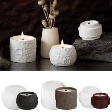 INTODIY Circular Space Series Storage Box - Moon Pattern Candle Cup & Aromatherapy Gypsum Silicone Mold