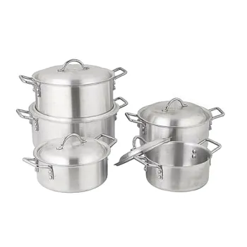 Non-Stick Aluminum Kitchenware Set including Satin Polish Big Aluminum Cooking Pot