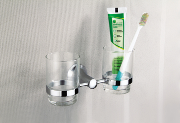 2 Toothbrush Double Tumbler Holder