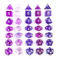 Bescon 35pcs Polyhedral RPG Dice Amethysts Set, DND Role Playing Game Dice Purple Sets 5X7pcs