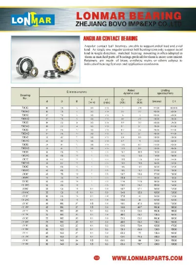 01 ANGULAR CONTACT BEARING 7000C 7000AC 7001C 7001AC 7002C