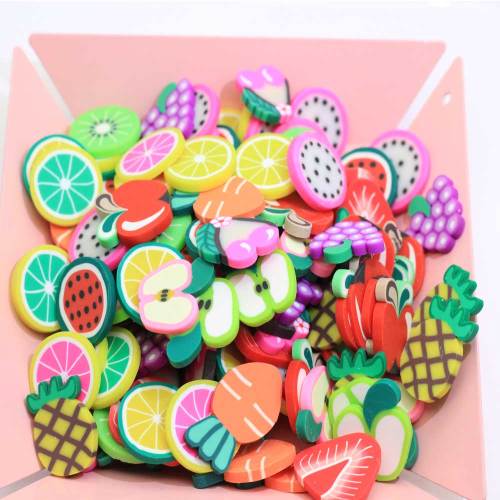 15-20mm Polymer Clay Fruit Slice Strawberry Kiwi  Flat Back  Slices For  Earrings Charms Paste Hairpin  DIY