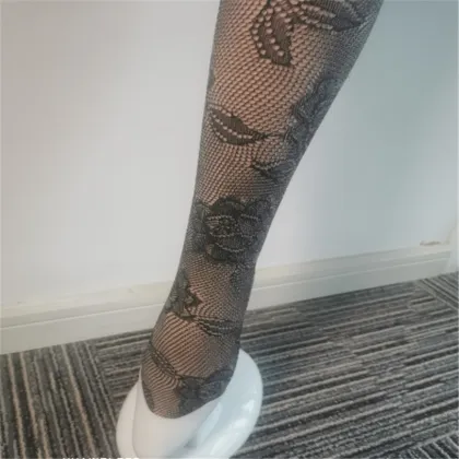 Breathable Black Sexy Hollow-out Elegant Lace Stockings