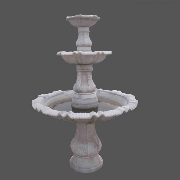 Elegant White Marble Tiered Fountain for Garden Decor
