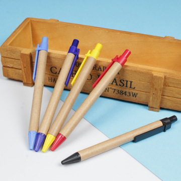 Eco Friendly Customized Kraft Paper Pens with Recycled Logo for Promotions
