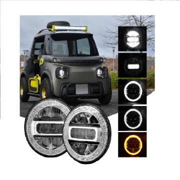 5.75" Electric Vehicle LED Headlight - Dual-Color White/Yellow High/Low Beam for Motorcycle