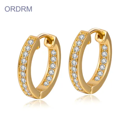 Mini Rhinestone Diamond Gold Hoop Earrings