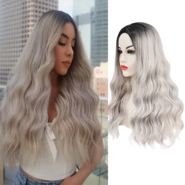 Wholesale Vigorous Ombre Silver Gray Wigs for Women Synthetic Long Wavy Wigs Natural Looking Wigs For Daily Party Wear