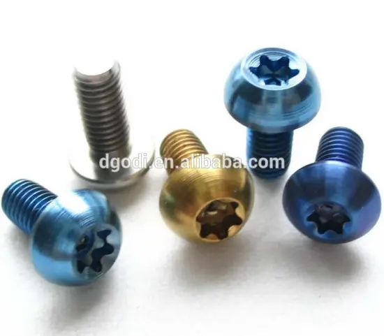 customized round head titanium color anodize screws