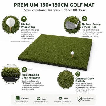 150cm Insert Tee Nylon Golf Hitting Mat