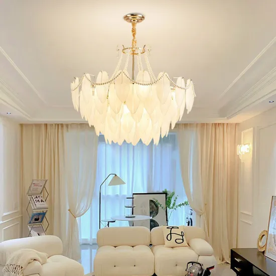 Modern Crystal Feather Chandelier Lights for Bedroom and Living Room