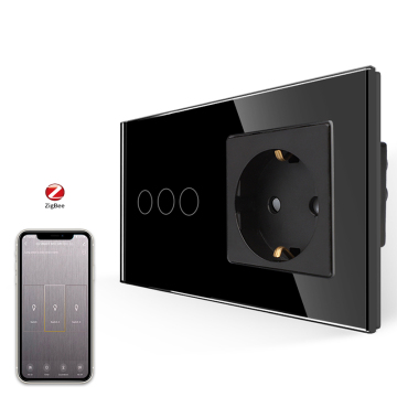 CNBingo EU Zigbee 600W 3Gang Remote Control Wall Switch with Brass Finish and Child Safety Protection