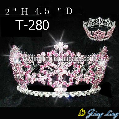 Pink Rhinestone Snowflake Christmas Princess Crown