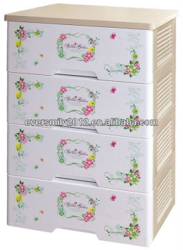 4 Layers Plastic Storage Drawer With Wooden Cover