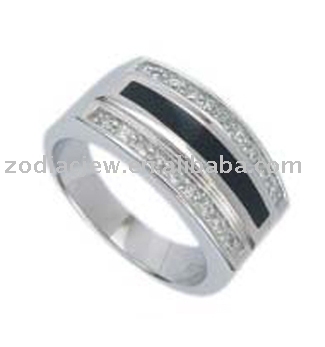 925 sterling silver ring with black agate