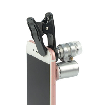NO.9882W1 60X LED Mini Magnifier with Phone Clip & Pocket Currency Detecting UV Microscope