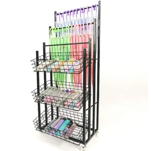 Black Metal Rotating Umbrella Display Stand