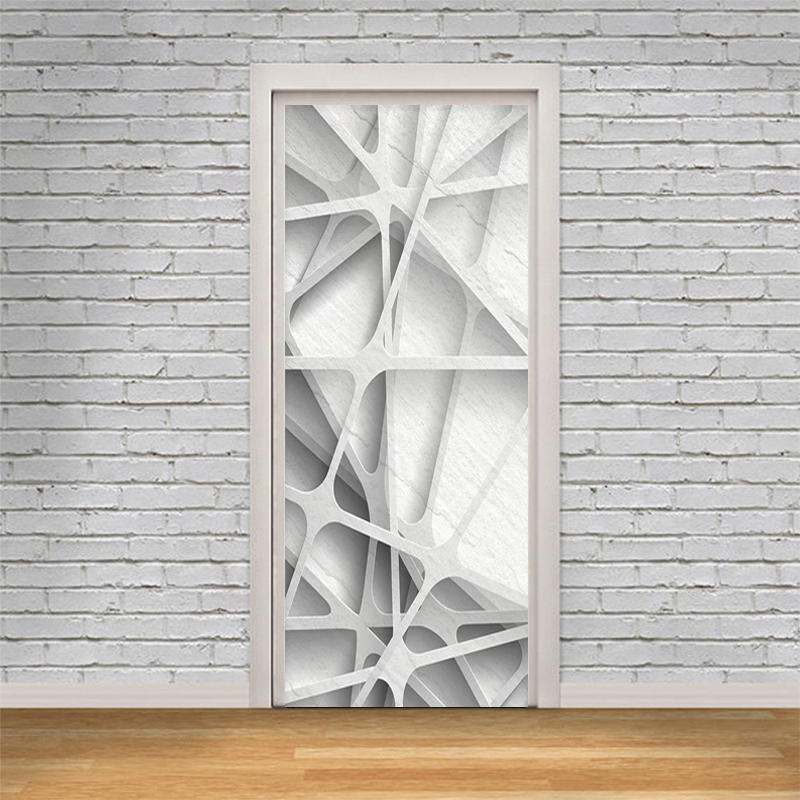Modern Creative Mural Wallpaper 3D Stereo Geometric Pattern Door Sticker Living Room Study Room Wall Sticker PVC 3D Home Decals