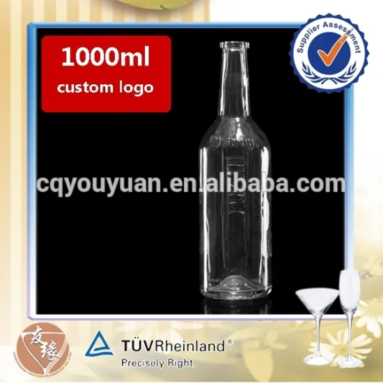 Tailor made fancy glass vodka bottle 1 liter wholesale