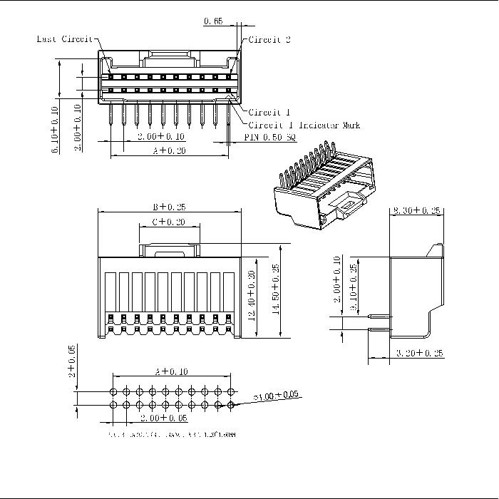 AWR2009-2XNP-X 2.00mm Pitch Right Angle Dip Dual Row Wafer