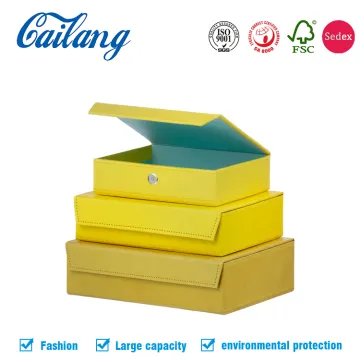 Pu leather Desk Organizer With Button Closed