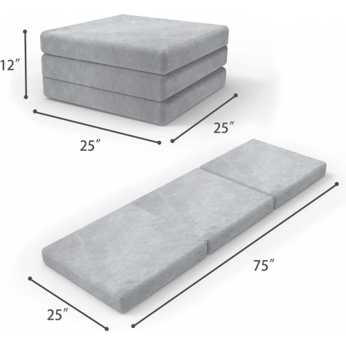 4 Inch Foldable Mattress Foam Topper Folding Mattress with Storage Bag Manufactory