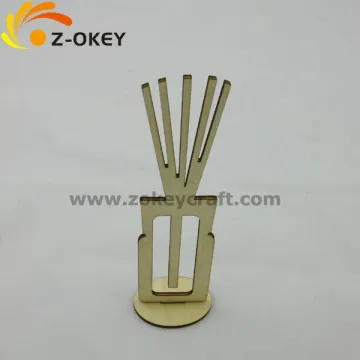 promotional Wooden 3D ornaments with grass shape carved wood ornament