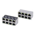 RJ45 Side Entry 2x4P med LED &amp; EMI