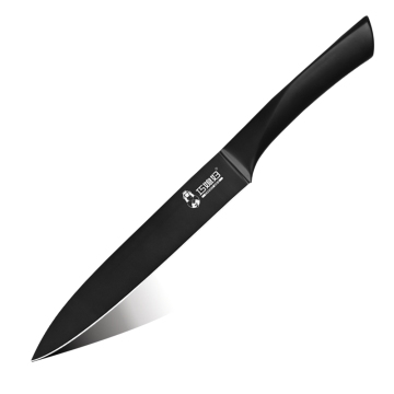 Professional Titanium Coated 5Cr15MoV Steel Black Kitchen Knife with Hollow Handle