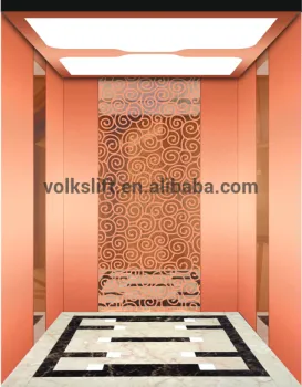 Volkalift Rose Gold Mirror Etching Passenger Elevator Lift Sino-Germany Joint Venture