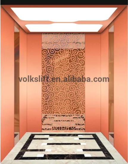 Volkalift Rose Gold Mirror Etching Passenger Elevator Lift Sino-Germany Joint Venture