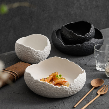 Irregular Ceramic Salad Bowl - 2024 New Frosted Porcelain Dish Bowl for Hotel Tableware