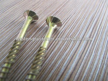 Counter sunk head yellow chipboard screw with serration