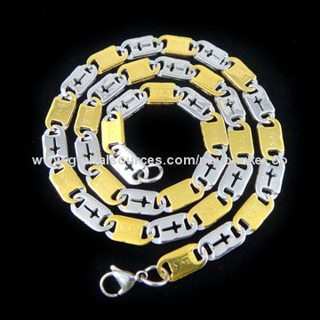 Two-tone hot sale fashion stainless steel necklace, made of stainless steel, DIY/OEM are welcome