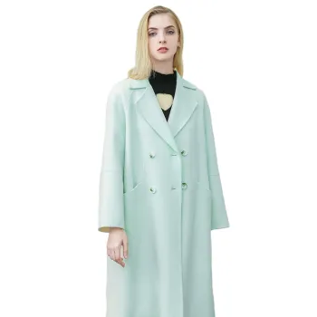 Women's Full Length Pure Wool Fleece White Winter Coat