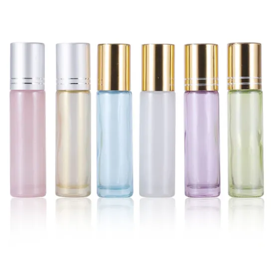 Empty 10ml Pearl Light Frosted Glass Roller Ball Bottles for Perfume and Essential Oils