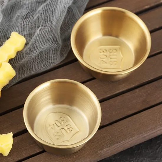 Round Stainless Steel Appetizer Plates and Sauce Cups for Korean Restaurant Dinnerware