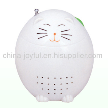 Cartoon Radio In White Cat Design 