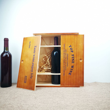 صندوق هدايا تغليف النبيذ الخشبي